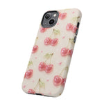Pink Cherry Pattern Phone Case | Cute Retro Fruit Design