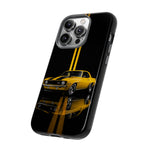 Yellow Camaro Z28 Phone Case, Classic Muscle Car Studio Stripe Cover
