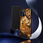 Ramen Cat Phone Case, Slurping Noodles Folk Art Cover, Gift