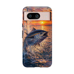 Bluefin Tuna Leaping at Sunset Fishing phone case | Tough Cover