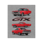 1967 GTX Red Muscle Car Velveteen Microfiber Blanket