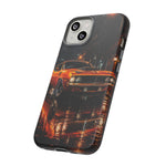 Orange Cuda Phone Case, Rainy City Night Muscle Car Tough Cover