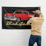 1957 Bel Air Wall Flag Banner 34x56 Garage Man Cave Decor Red Tri-Five 57