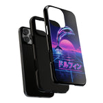 Neon Dolphin Retro Wave Tough Case | Vaporwave Japanese Text, 80s Synth Sunset