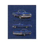 1963 Blue Galaxie Convertible Illustration Blanket | Classic Car Artwork