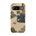 Zen Garden Cat Phone Case, Sand Spiral Japanese Art Cover