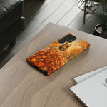 Yorkshire Terrier Jumping in Autumn Leaves Tough Case | Fall Dog Phone Cover