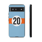 Copy of Blue Orange Number 20 Retro Racing Stripe Tough Phone Case Cover