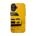 Yellow Skyline Phone Case, R34 GTR 90s JDM Legend Tough Cover for Men Gift
