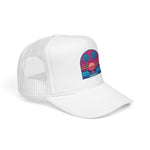 Retro Sunset Palm Paradise Foam Trucker Hat | 80s Vaporwave Beach Cap