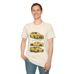 Yellow 1999 Skyline Illustration JDM T-Shirt | R34 GTR Car Trio