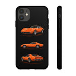 C3 Corvette Art Phone Case Orange, Three-View Vector Cover, Gift