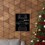 1980s RX-7 FC Poster JDM Rotary Sports Car Blueprint Wall Art Garage Decor