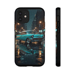 Vintage Teal 1957 Bel Air Classic Car Tough Case | Retro Rainy City Phone Cover