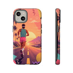 Retro Runner Sunset phone case | 80s Vaporwave jogging design