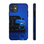 Blue Mustang Art Phone Case, GT500 American Muscle Car Tough Cover for Men