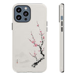 Plum Blossom Ink Wash Phone Case Minimalist Zen Tough Case