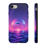 Neon Vaporwave Aesthetics Dolphin Sunset Phone Case