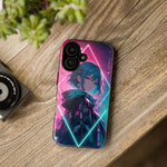 Anime Girl Phone Case Teal, Neon Kanji Calm Gradient Tough Cover