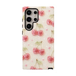 Pink Cherry Pattern Phone Case | Cute Retro Fruit Design