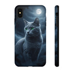 Russian Blue Cat Silver Moonlight Art Tough Phone Case
