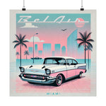 1957 Chevy Bel Air Poster Miami Retro Vaporwave Classic Car Sunset Wall Art