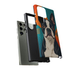 Boston Terrier Pop-Art Portrait Tough Phone Case - Teal Orange