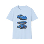 Blue 1973 Corvette Illustration T-Shirt | Classic Sports Car Trio