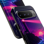 Neon Lighthouse Grid Ocean Art Tough Phone Case