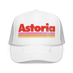 Astoria Queens NYC Retro Trucker Hat Vintage 70s Stripe Foam Snapback New York Streetwear Style