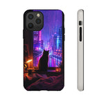 Lo-Fi Cat Neon Rain Window Vaporwave Art Tough Phone Case