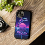 Neon Dolphin Retro Wave Tough Case | Vaporwave Japanese Text, 80s Synth Sunset