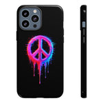 Glitch Peace Sign Phone Case, RGB Melt Digital Art Tough Cover, Gift