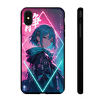 Anime Girl Phone Case Teal, Neon Kanji Calm Gradient Tough Cover