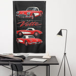 1960 Corvette Convertible Red Banner 34x56 Garage Man Cave Wall Decor Gift