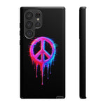 Glitch Peace Sign Phone Case, RGB Melt Digital Art Tough Cover, Gift