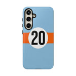 Copy of Blue Orange Number 20 Retro Racing Stripe Tough Phone Case Cover