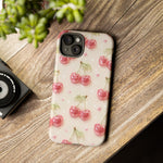 Pink Cherry Pattern Phone Case | Cute Retro Fruit Design