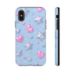 Pink Hearts & Holographic Stars Phone Case | Tough Cover