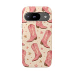Pink Cowboy Boots phone case | Western pattern | Pastel stars