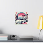 240SX Poster JDM Drift Car Japanese Rising Sun Cherry Blossom Wall Art