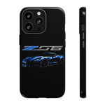 Blue C7 Z06 Sports Car Tough Phone Case Track Style Cover Gift