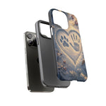 Pet Paw Print Phone Case Snow Heart Tough Cover Gift Art