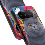 British Shorthair Round Pop Art Tough Phone Case