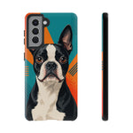 Boston Terrier Pop-Art Portrait Tough Phone Case - Teal Orange
