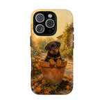 Rottweiler Puppy in Flower Pot Tough Case | Floral Dog Phone Cover