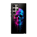 Neon Glitch Skull Phone Case, Dripping Paint Scanline Cover