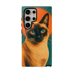Siamese Cat Retro Halftone Portrait Case - Orange Teal Print