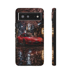 Red FD RX-7 Blossom Alley Tough Phone Case - Rain-Slicked Night