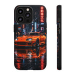Orange Supra Phone Case, Neon City Night JDM Sports Car Tough Cover